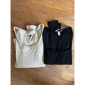 Universal Threads + H&M LONG SLEEVE BUNDLE Sz S Black Square / Beige Scoop